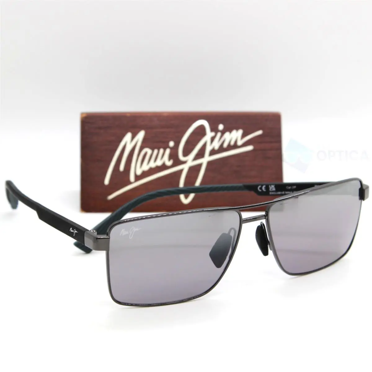 Maui Jim Piha Polarized Sunglasses Shiny Gunmetal Black/ Dual Mirror B621-02
