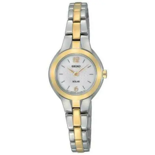 Seiko SUP024 Women`s Dress White Dial Solar Two-tone Stainless Steel Watch - Dial: White, Band: TWO TONE