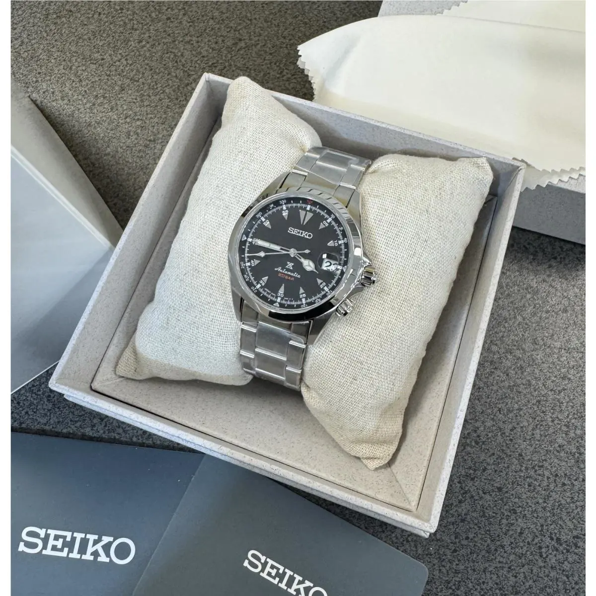 Seiko Prospex Alpinist Black Dial Steel Bracelet Watch SPB117 Japan