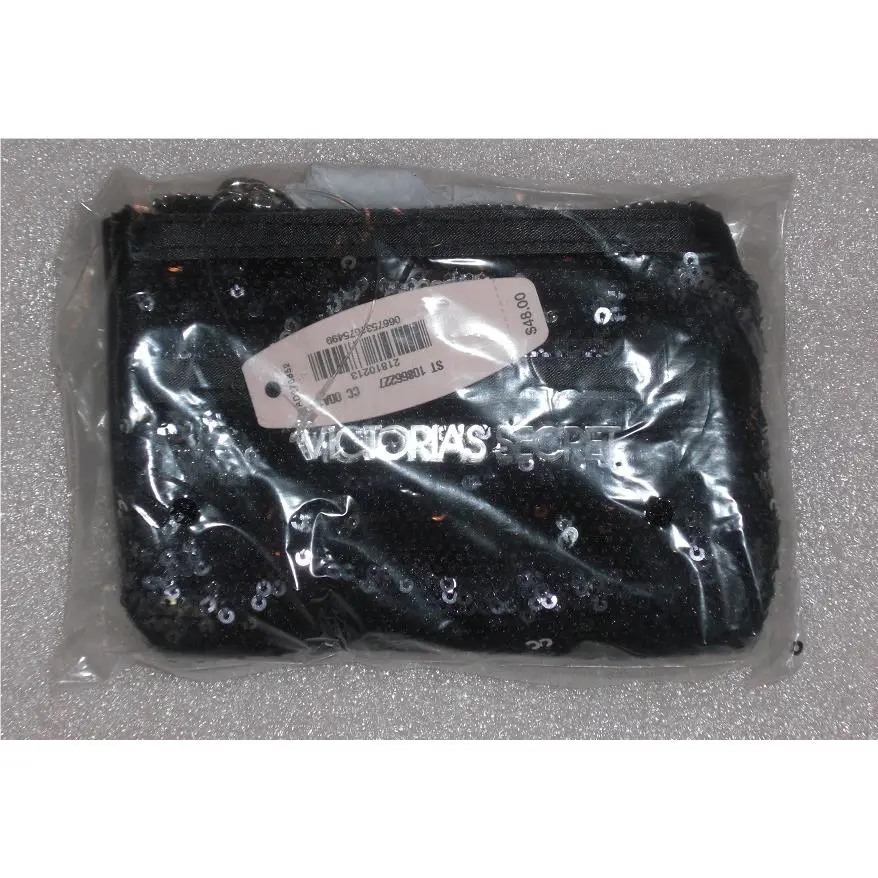Victoria`s Secret Black Sequin Wallet Change Purse Nip Htf