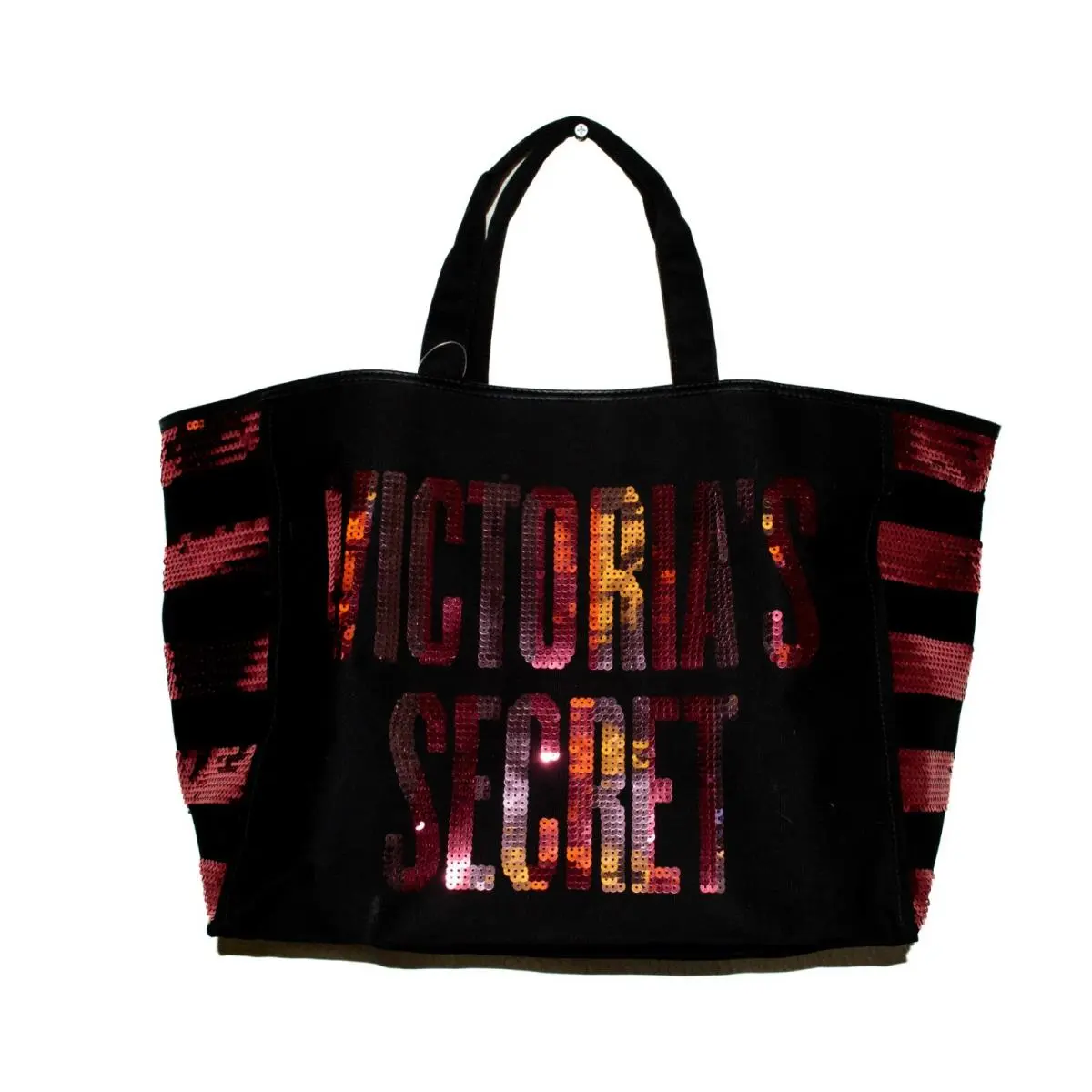 Victoria`s Secret Limited Edition Black Canvas Sequined Large Tote Bag by Victoria's Secret
