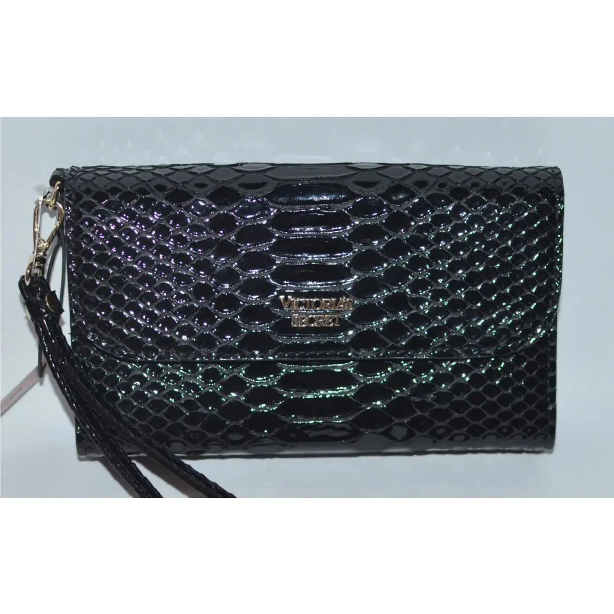 Victoria Secret Black Python Iphone Plus Phone Case Tech Wallet Wristlet Clutch