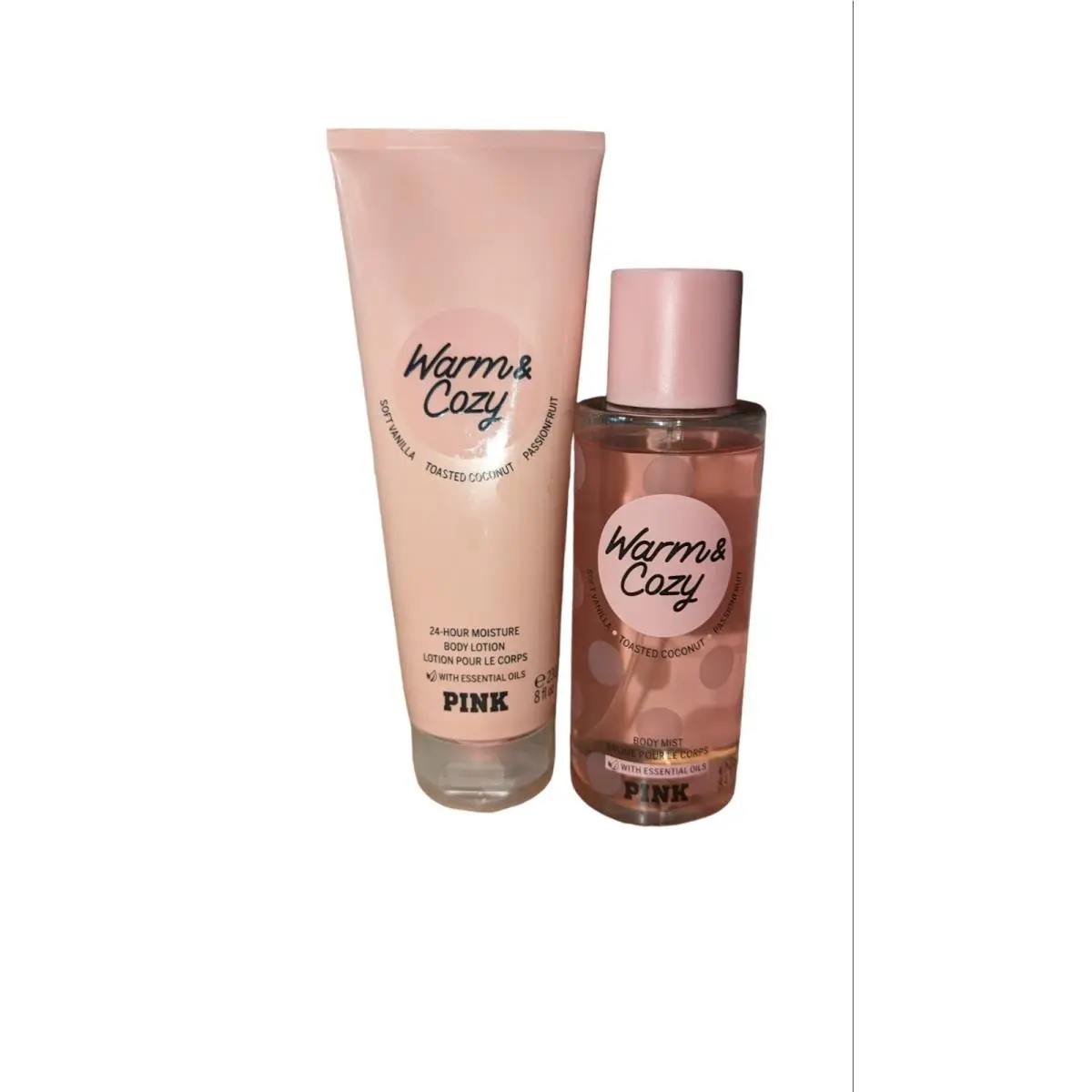Victoria`s Secret Pink Warm Cozy Body Mist Moisture Lotion Set 8 Fl Oz