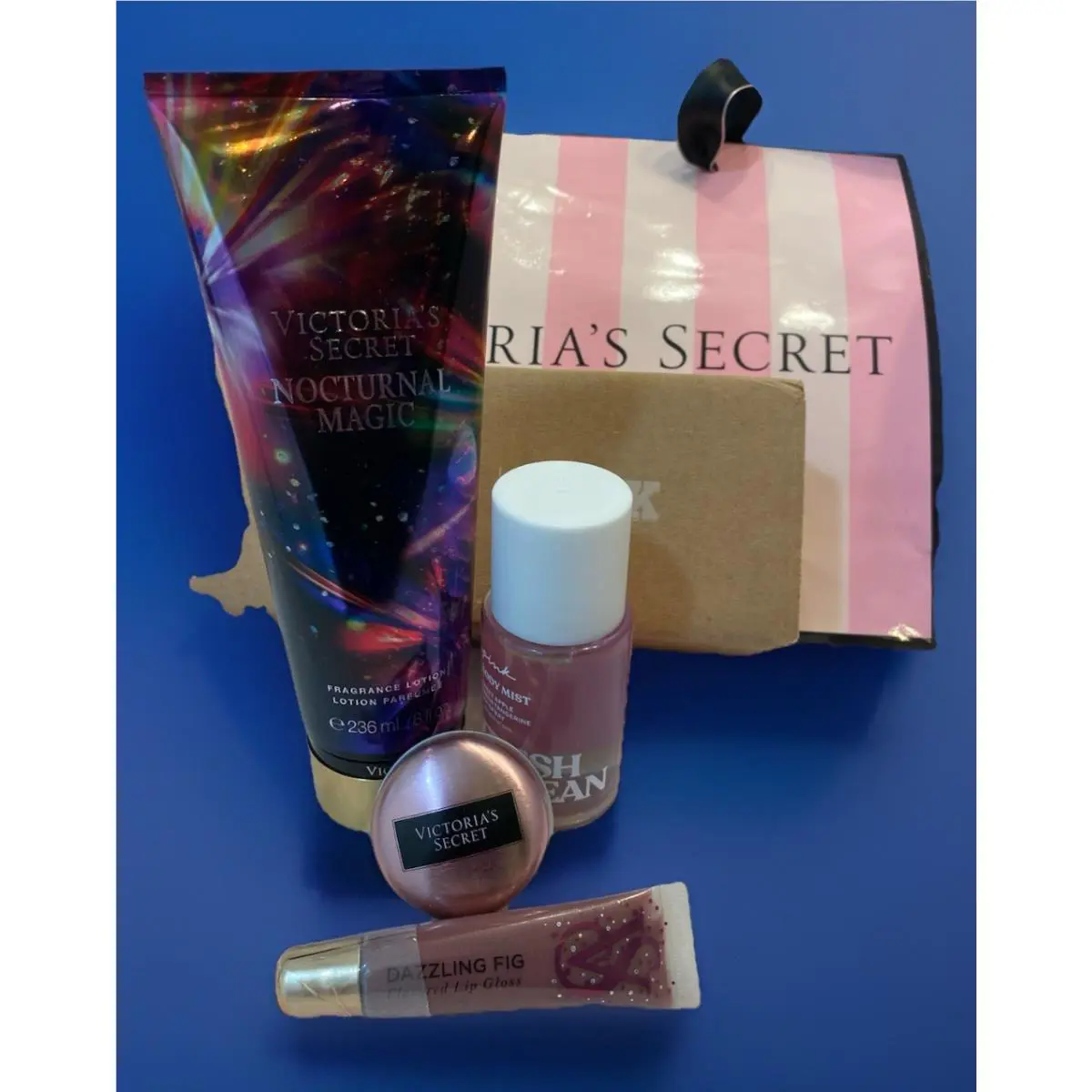 Bundle Victoria`s Secret Beauty Body Mist Lotion w/ Lip Gloss Lip Scrub