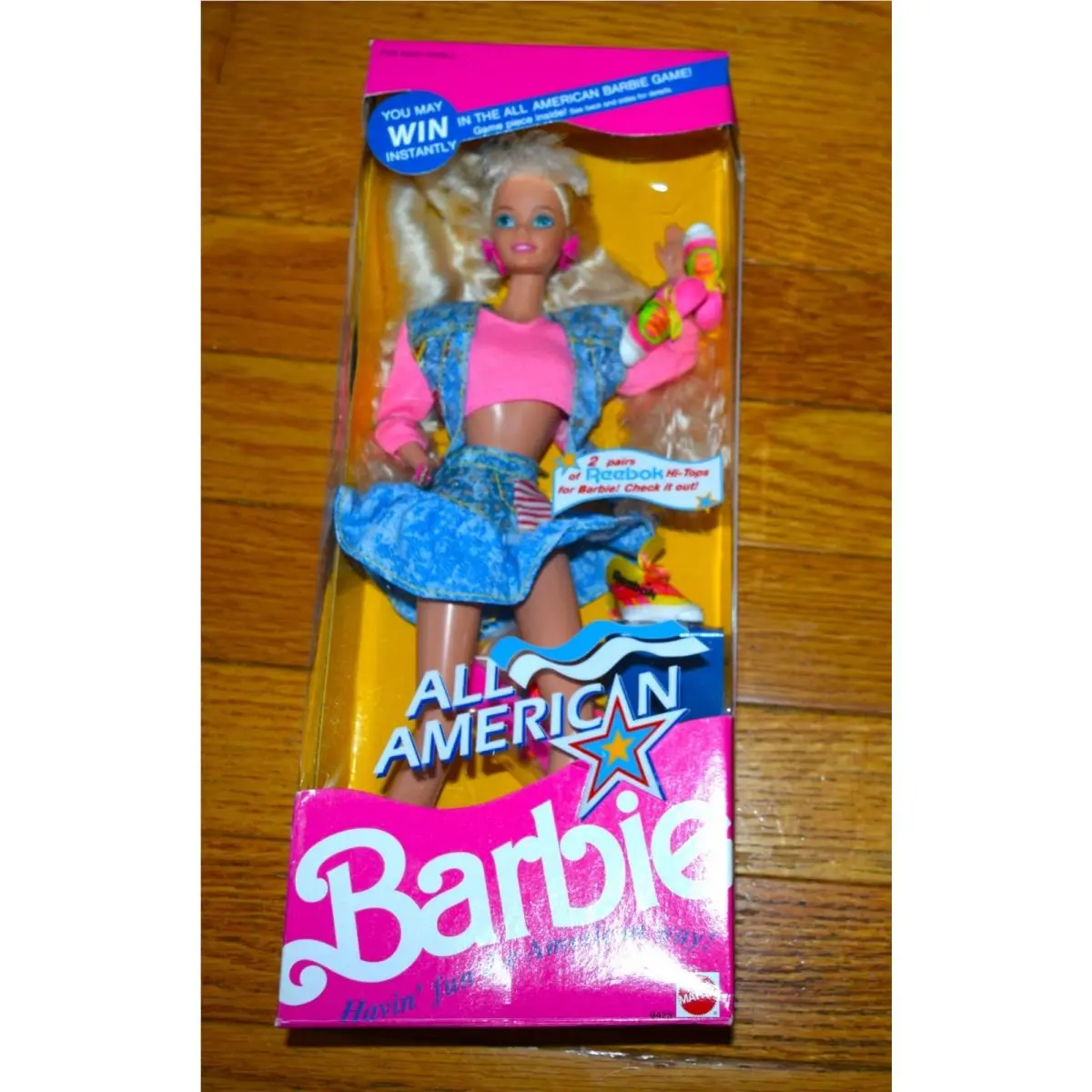 Vtg All American Barbie Reebok Edition 1990 Mattel 9423 Box Indicates Win/ Rare