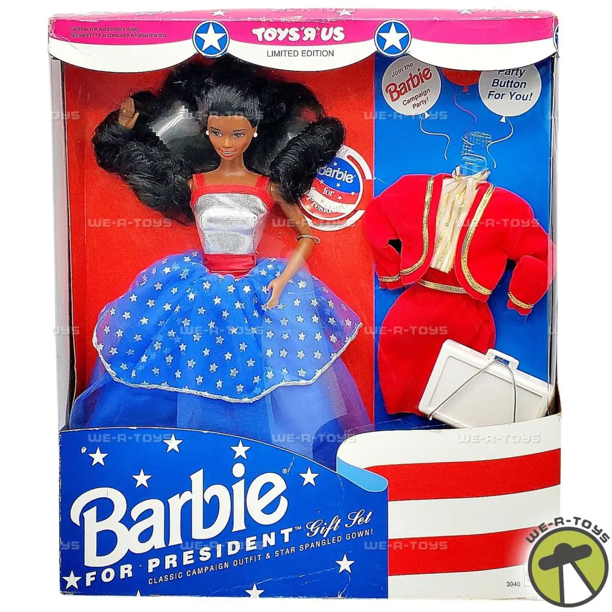 Barbie For President African American Doll 1991 Mattel 3940