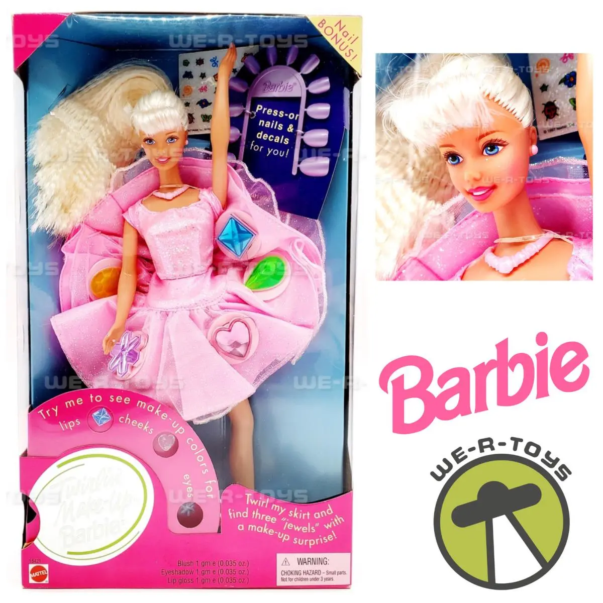 Twirlin` Make-up Barbie Doll with Nail Bonus 1997 Mattel 18421