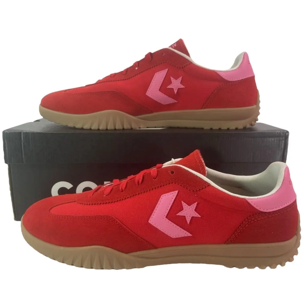 Converse Run Star Trainer Ox Red Gum Sneaker A10371C Men`s Shoe Size 13 - Red