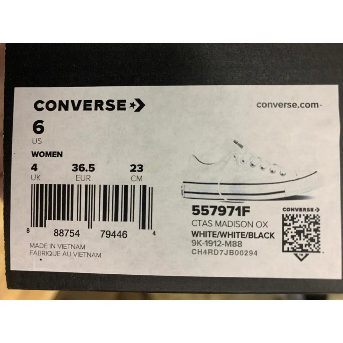 Converse shoes - Converse CTAS OX - CTAS - 557971F - White/Black (UPC: 888754794464) 3