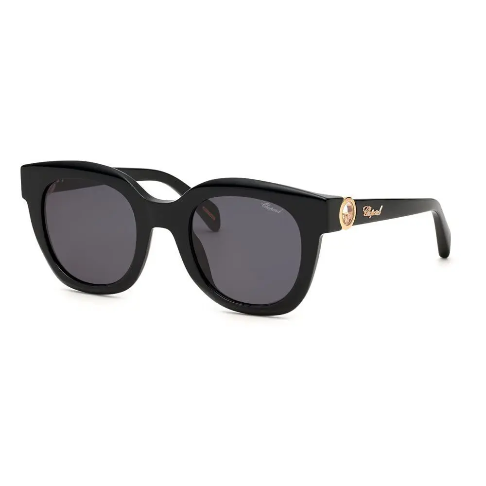 Chopard Women`s Round 52mm Sunglasses Glossy Black SCH335S520700