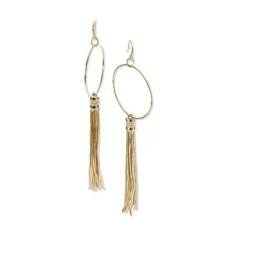 Michael Kors Equestrian Gold Hoops+crystal Tassel Earrings+hook BACK-MKJ1886