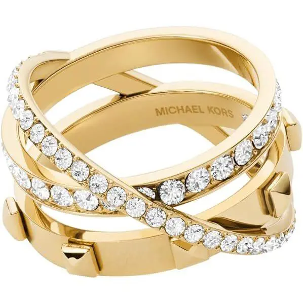 Michael Kors Gold Tone Triple Ring Crystals Astor Ring MKJ7509 - 7 8
