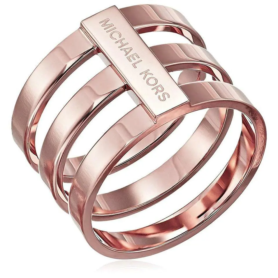 Michael Kor`s Rose Gold Tone 3 Stack Wide Barrel Ring Band MKJ4055