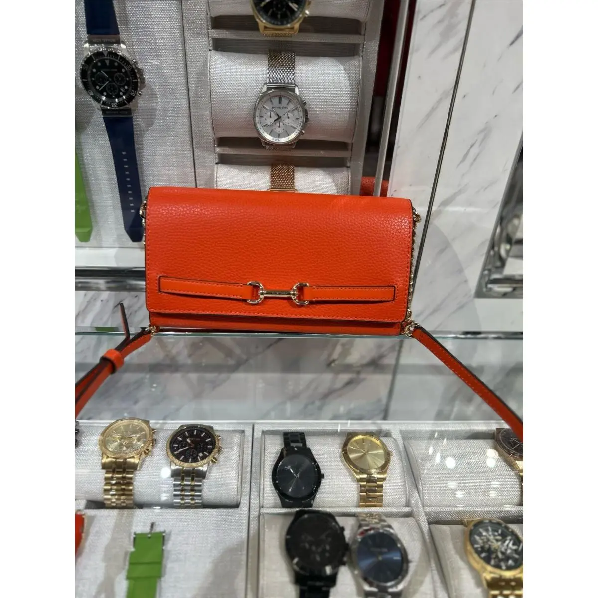 Carson Large Leather Chain Convertible Crossbody Bag Variation RED CLAY by Michael Kors