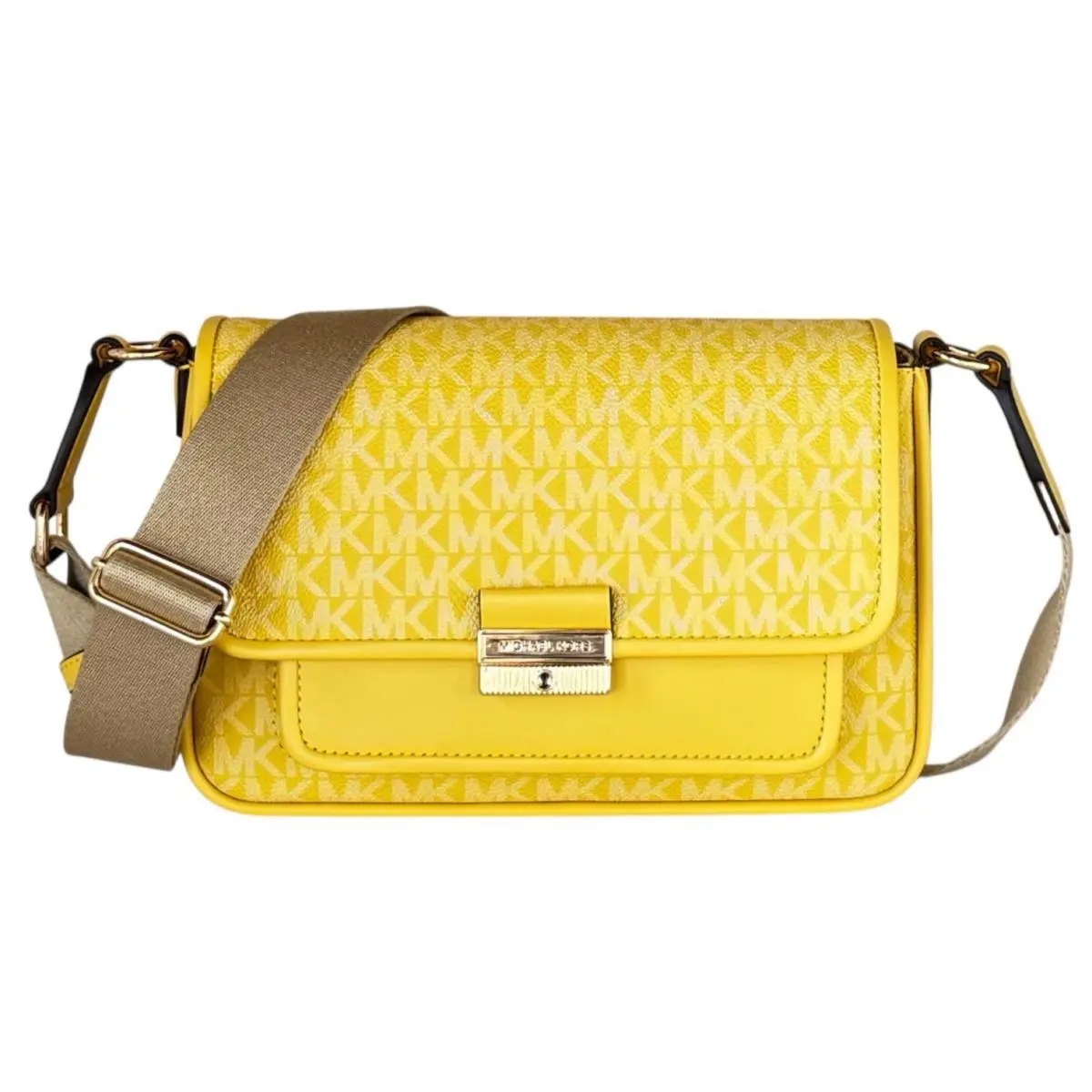 Michael Kors Bradshaw Medium Flat Pocket Crossbody Bag MK Daisy Yellow Multi