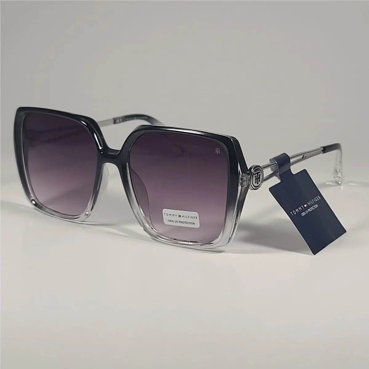 Tommy Hilfiger WM OL655 Butterfly Oversize Sunglasses Black Crystal Smoke Lens