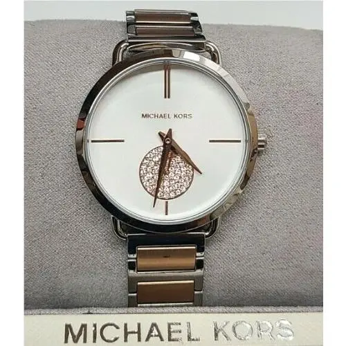 Michael Kors MK3709 Portia White Dial Two Tone Stainless Steel Women`s Watch