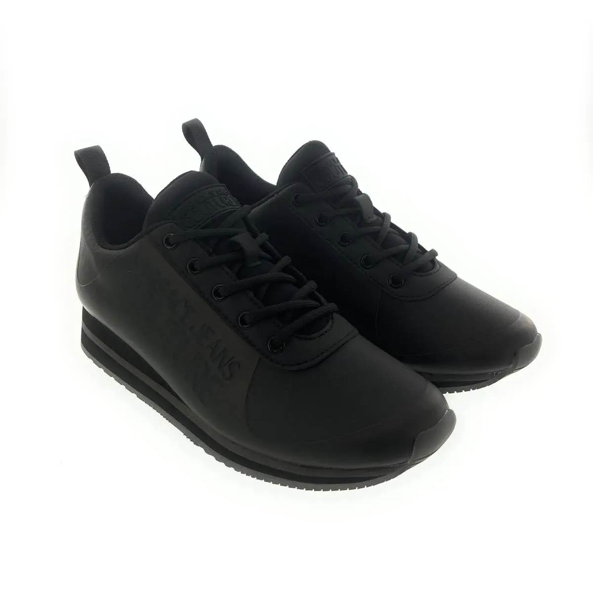Jeans Couture Black Signature Heel Sneakers by Versace