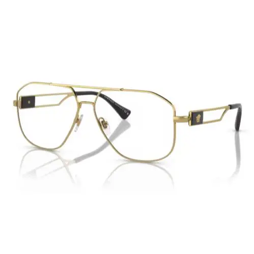 Versace 0VE1287 1002 Gold Rectangular Men`s 59 mm Eyeglasses - Frame: Gold, Lens: Clear