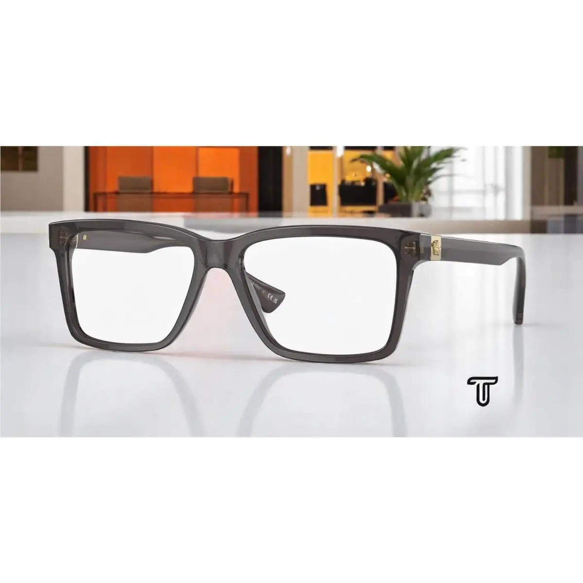 Versace VE3328 5389 Transparent Grey Demo Lens 56 mm Men`s Eyeglasses