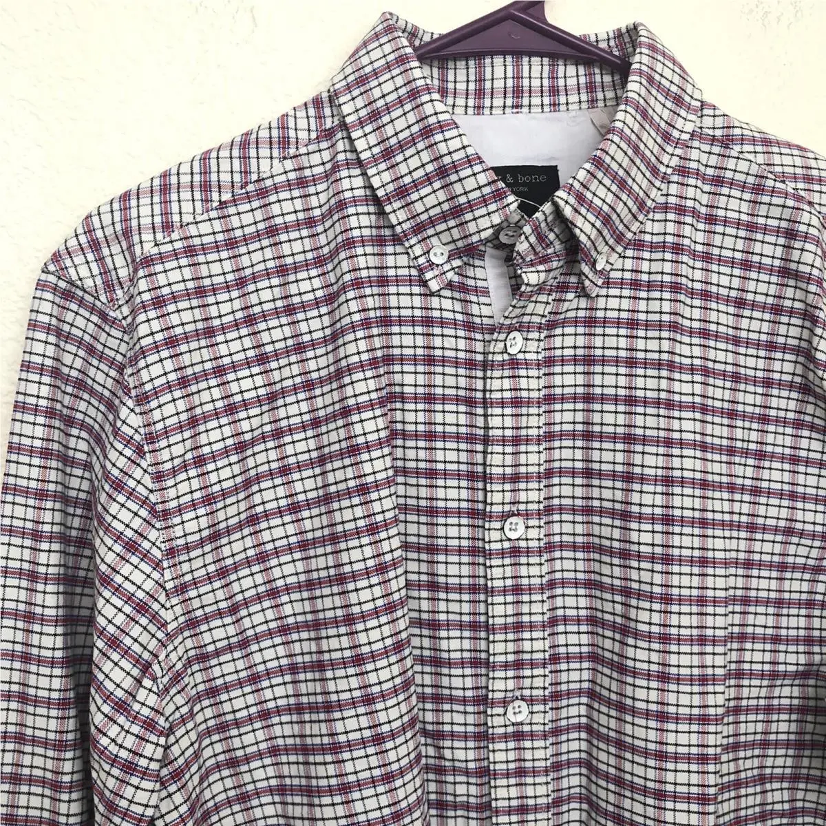 Rag Bone Mens Small Button Front Shirt Tomlin Oxford Plaid Long Sleeve