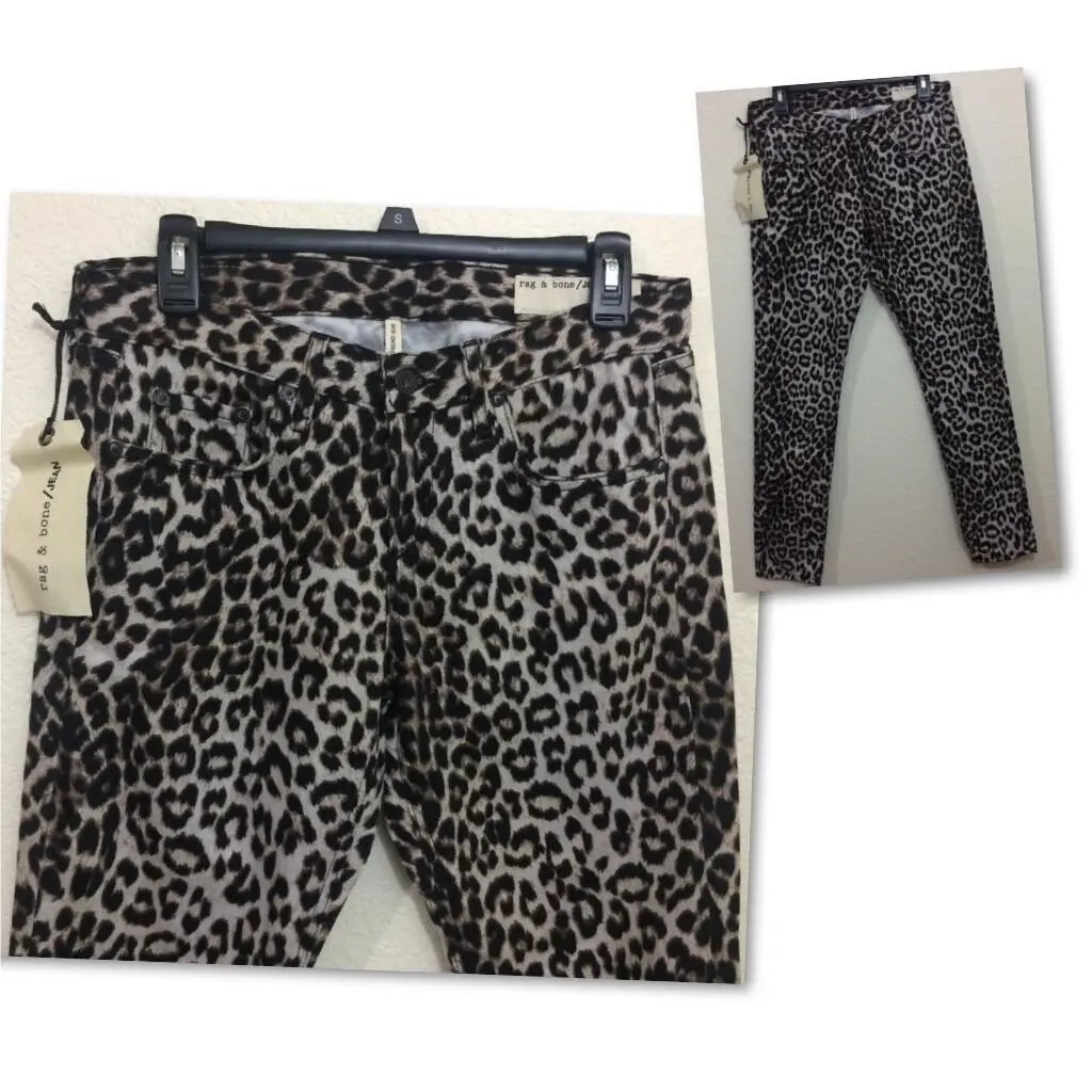 Rag Bone Womens 26 Boyfriend Jeans Snow Leopard Print
