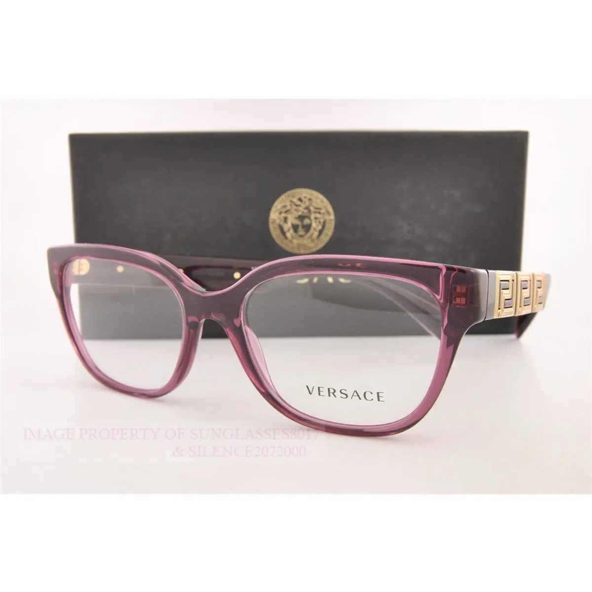 Versace Eyeglass Frames 3338 5209 Violet Transparet Women Size 54mm