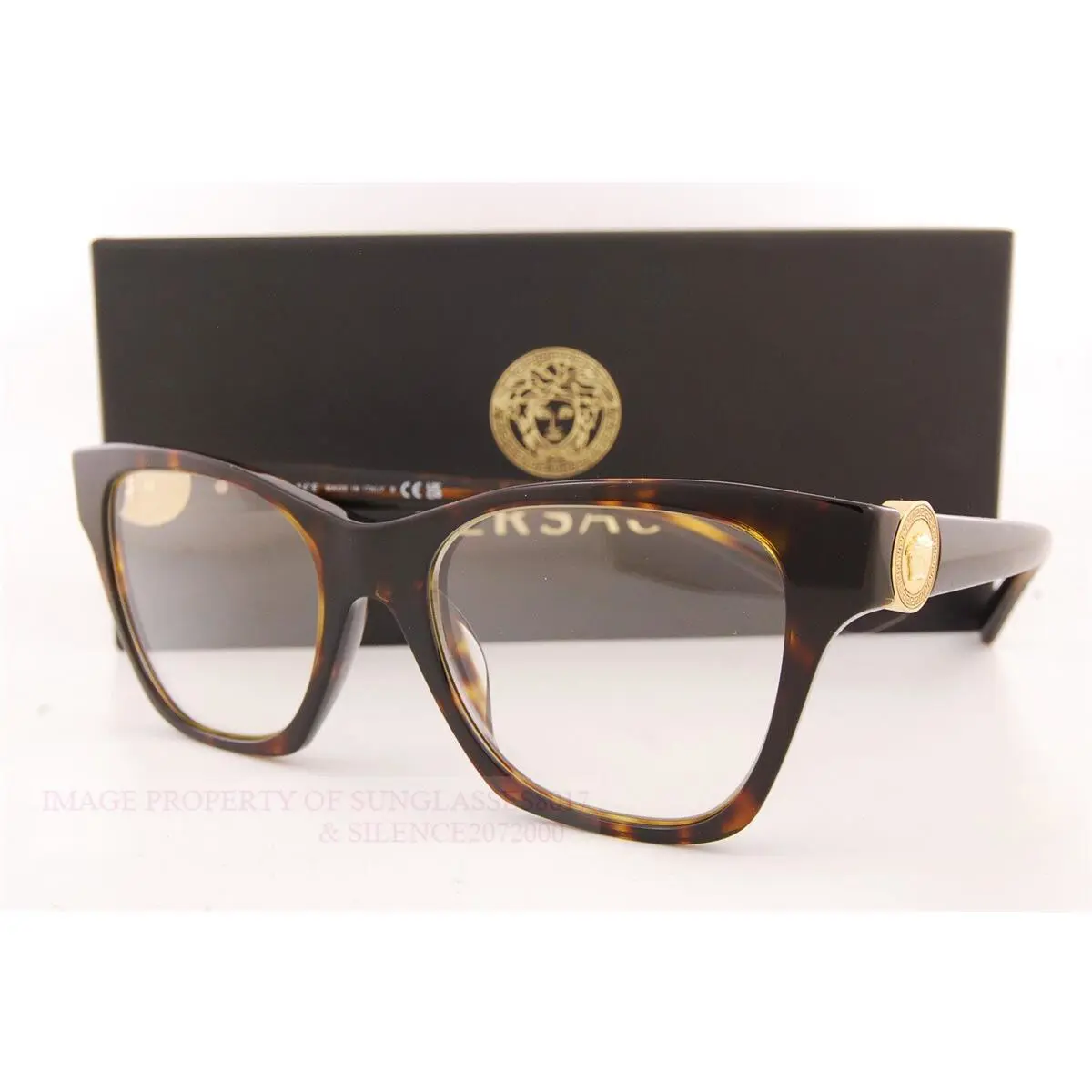 Versace Eyeglass Frames 3341U 108 Havana For Women Size 52mm