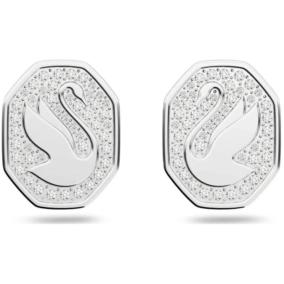 Swarovski Women`s Stud Earrings Signum Swan Rhodium Plated White Crystal 5621097