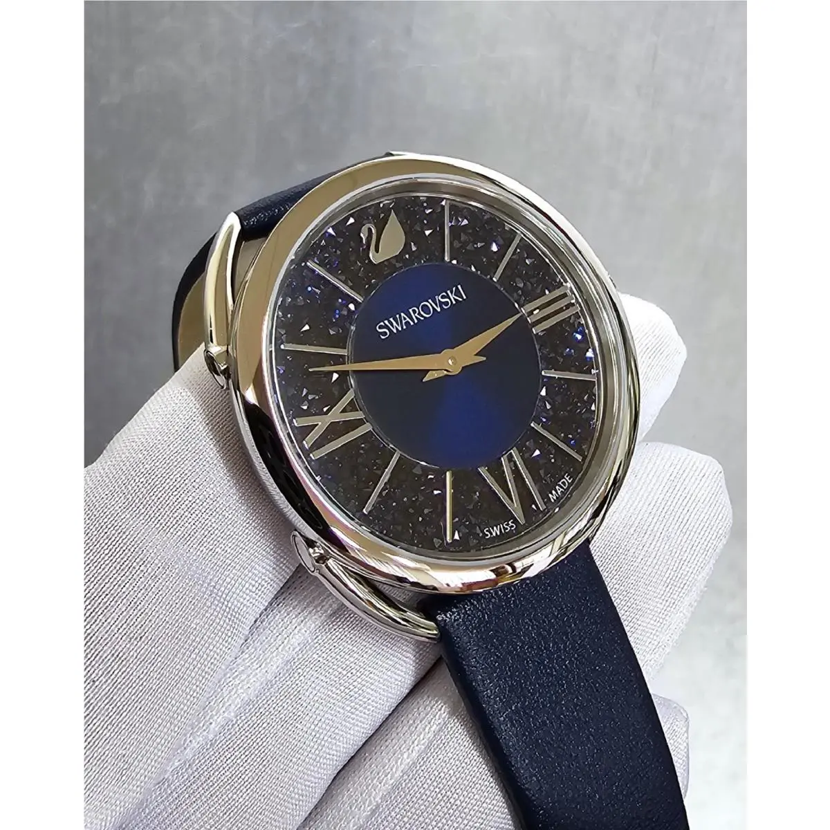 Crystalline Glam Quartz 35mm Blue Dial Leather Women`s Watch 5537961 by Swarovski