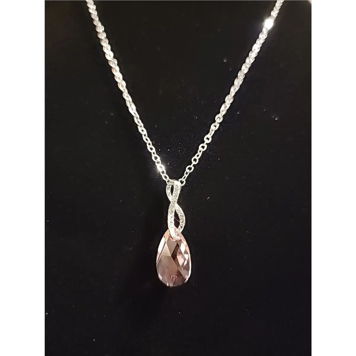Swarovski Pink Infinite Crystal Silver Tone Necklace