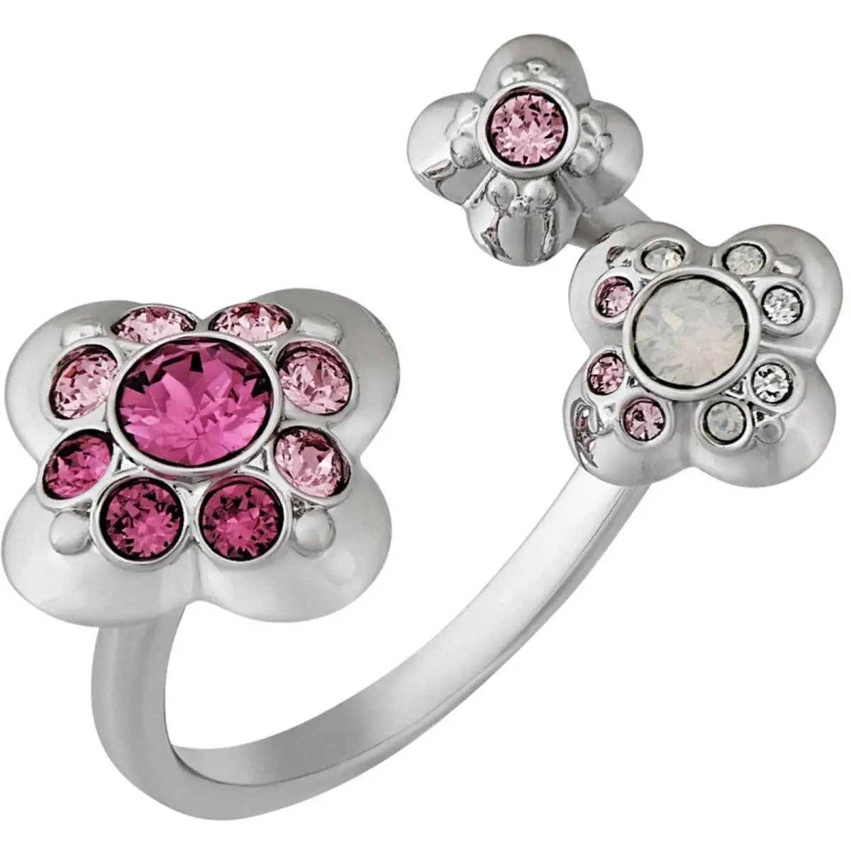 Swarovski Women`s Ring Cherie Pink and Clear Crystals Open Shank Size 8 5139721