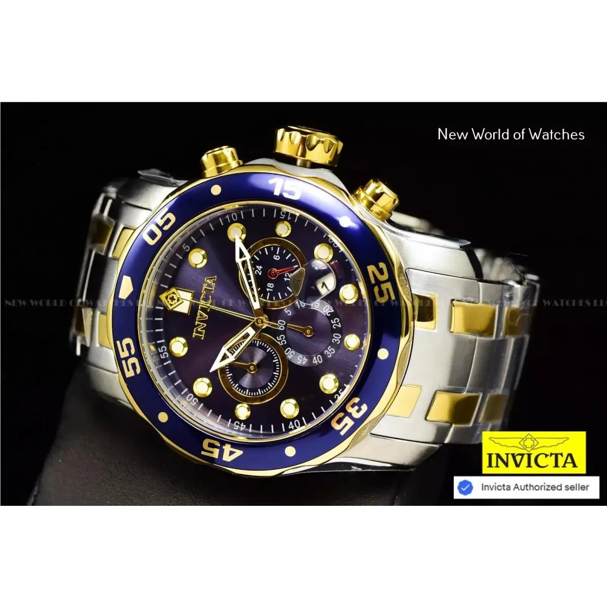 Pro Diver Scuba 48mm Chronograph Men`s Watch 2 Tone/ Gold Silver by Invicta