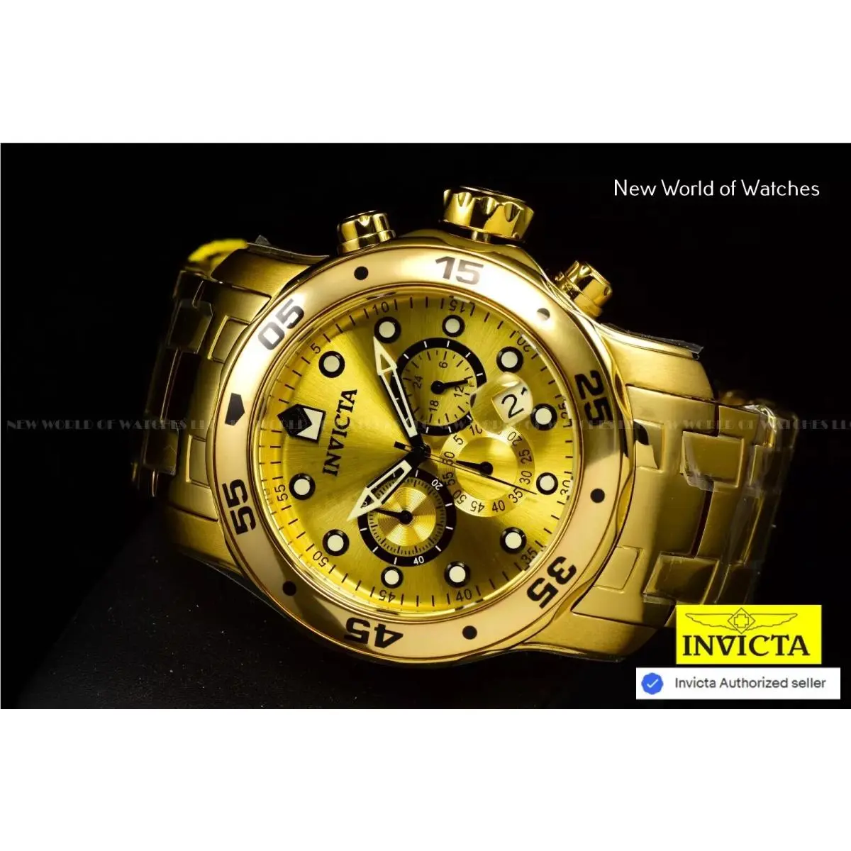 Pro Diver Scuba 48mm Chronograph Men`s Watch Gold by Invicta