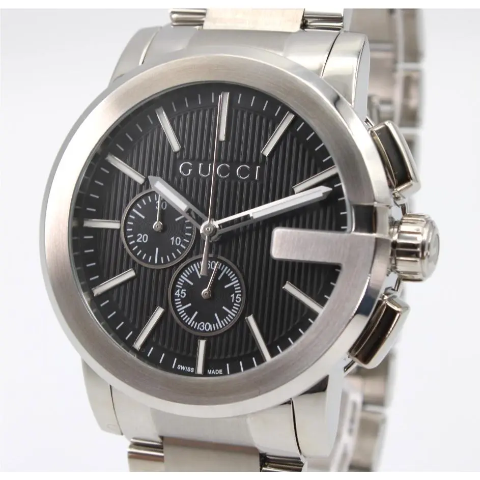 G-chrono YA101204 Stainless Steel Black Dial Men`s Watch 44 mm by Gucci