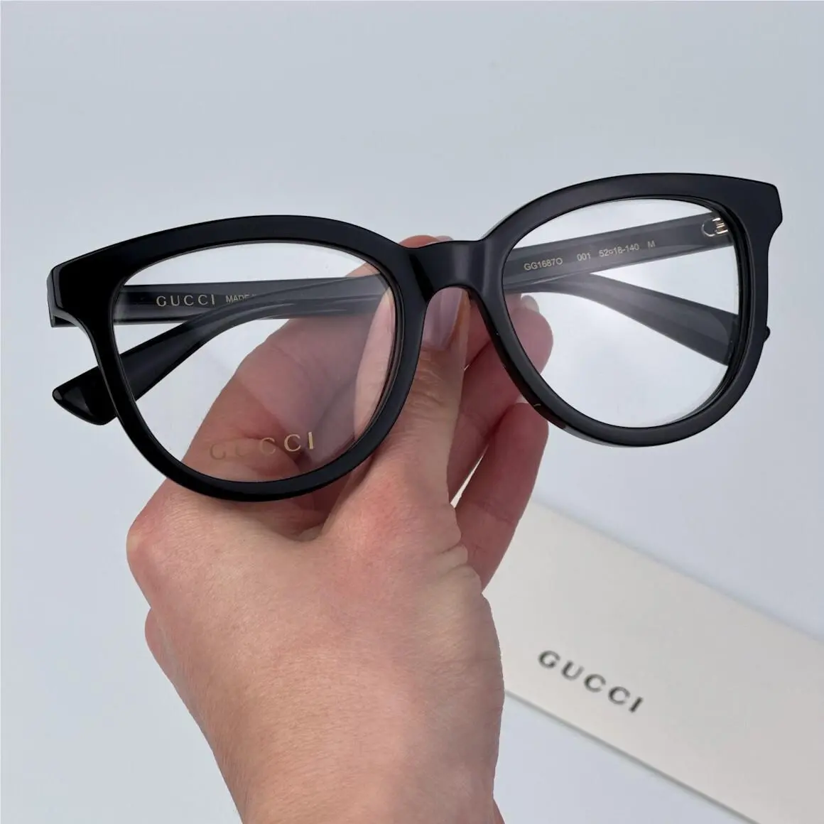 Gucci Women Eyeglasses Black Demo Oval GG1687O 001