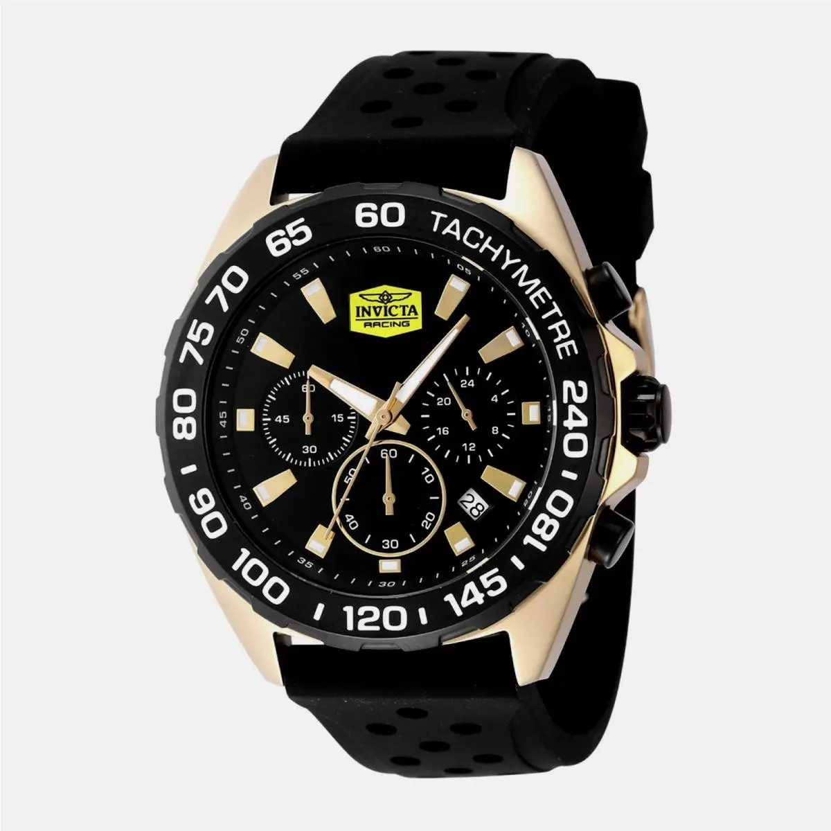 Invicta Mens 47769 Coalition Forces 43mm VD53 Quartz Gold Black Silicone Watch