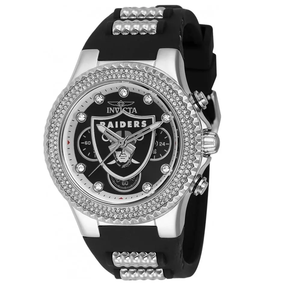 Invicta Nfl Las Vegas Raiders Lady Women`s 39mm Crystals Chronograph Watch 42753