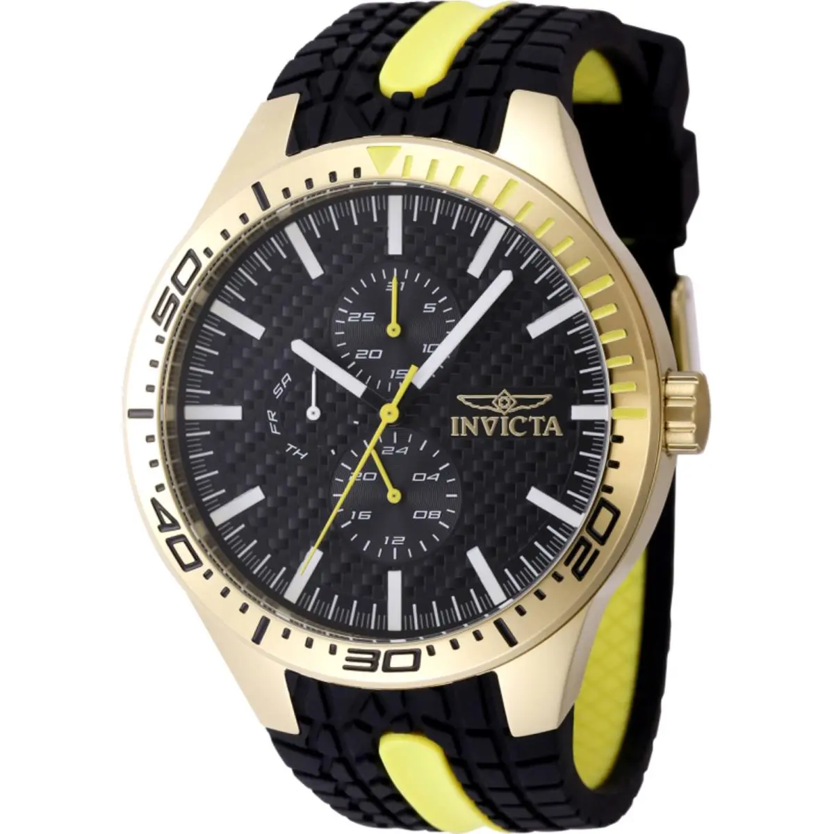 Invicta Men`s Watch Invicta Racing Yellow Gold Case Black and Yellow Strap 48873