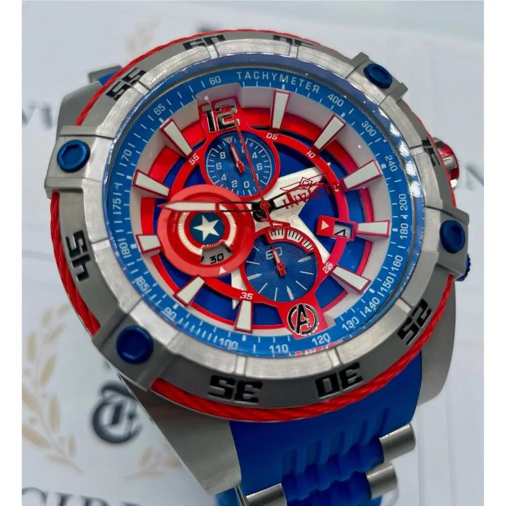 Invicta Marvel Captain America Men`s Watch 52mm Steel Blue 26780 Limited Ed