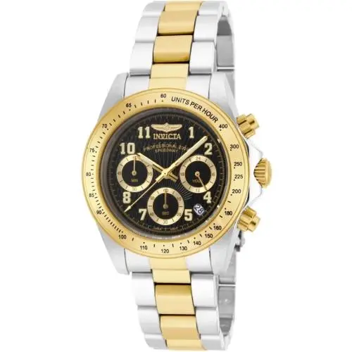 Invicta Speedway Chronograph Black Dial Gold Bezel Quartz Men`s Watch 17027