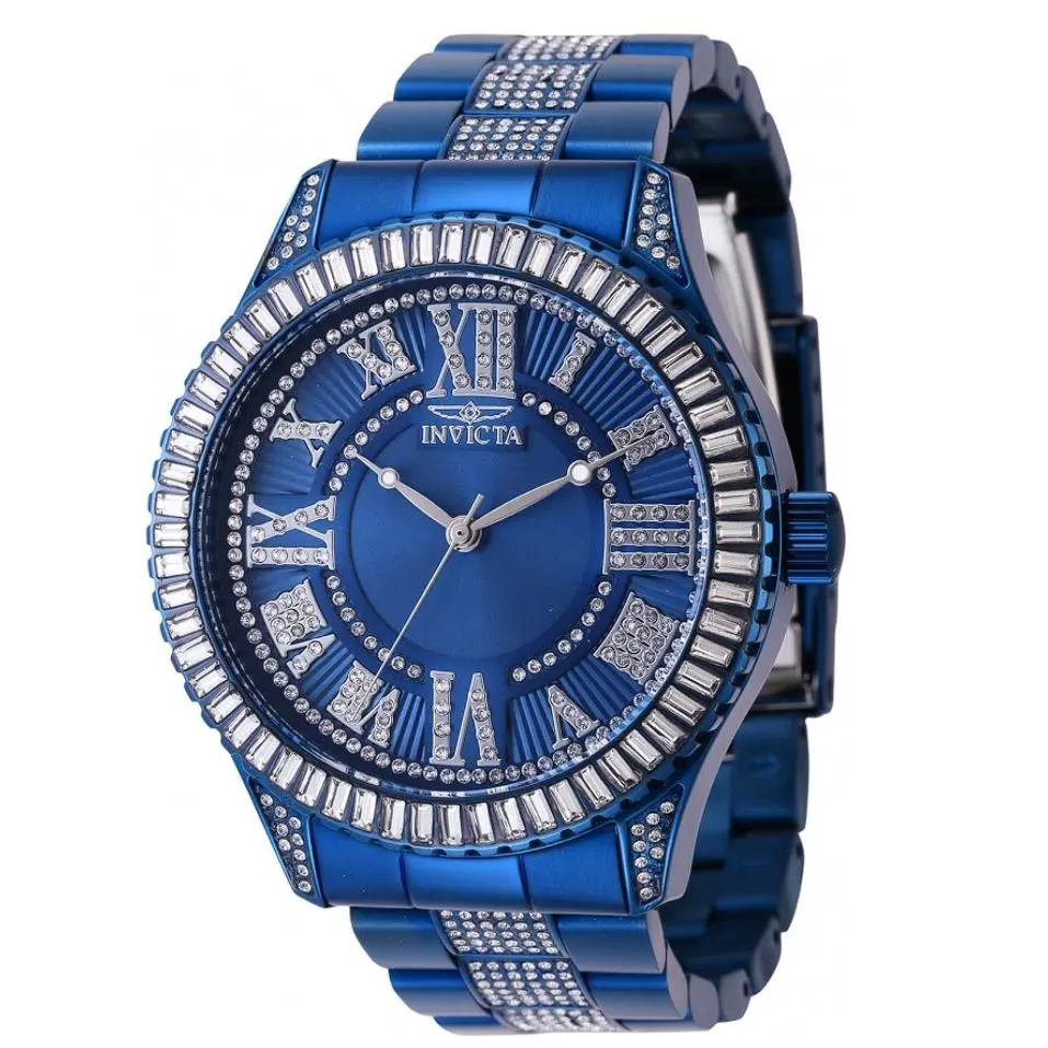 Invicta Specialty Lux Men`s 45mm Sapphire Blue 600 Crystals Quartz Watch 44208 - Dial: Blue, White, Band: Blue, White, Bezel: Blue, Silver, White
