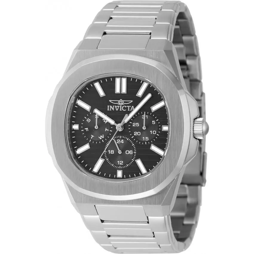 Invicta Speedway Quartz Black Dial Men`s Watch 48325 - Dial: Black, Band: Silver-tone, Bezel: Silver-tone