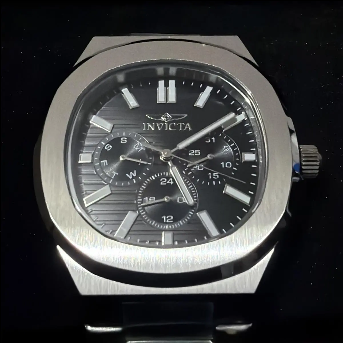 Invicta Men`s Watch Speedway Quartz Black Dial Stainless Steel Bracelet 48325 - Dial: Black, Band: Silver