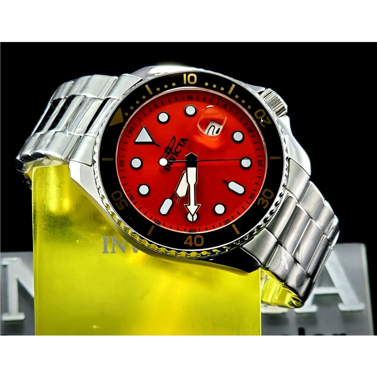 Pro Diver St Swiss Stainless Quartz 46Mm Orange Dial Date Men`s Watch by Invicta