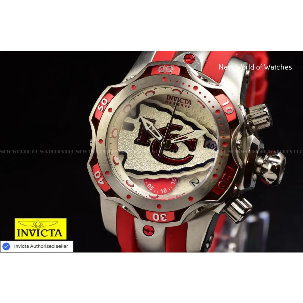 Invicta Nfl Kansas City Chiefs Reserve Chronograph Red Steel Limited Watch