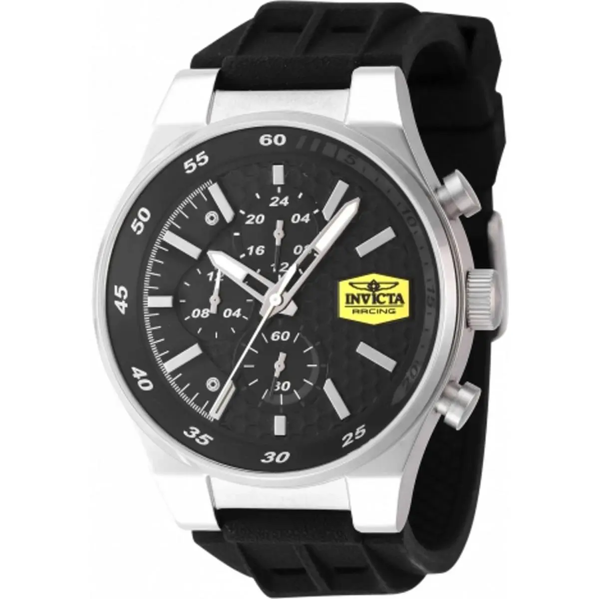 Invicta Racing 47737 Men`s 44mm Quartz Black Dial Silicone Band Watch