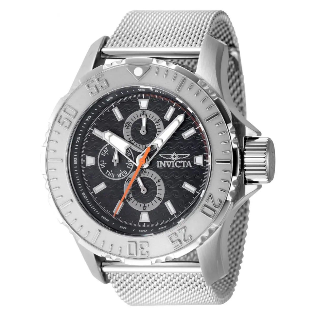 Invicta Vintage Men`s Quartz Watch 50mm Black Dial Stainless Steel - 48010