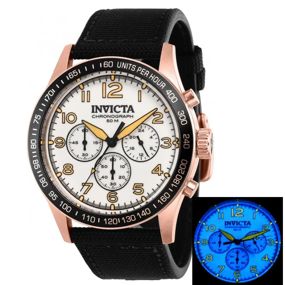 Invicta Night Vision Super Luminous White Dial Men`s 44mm Chrono Watch 40522