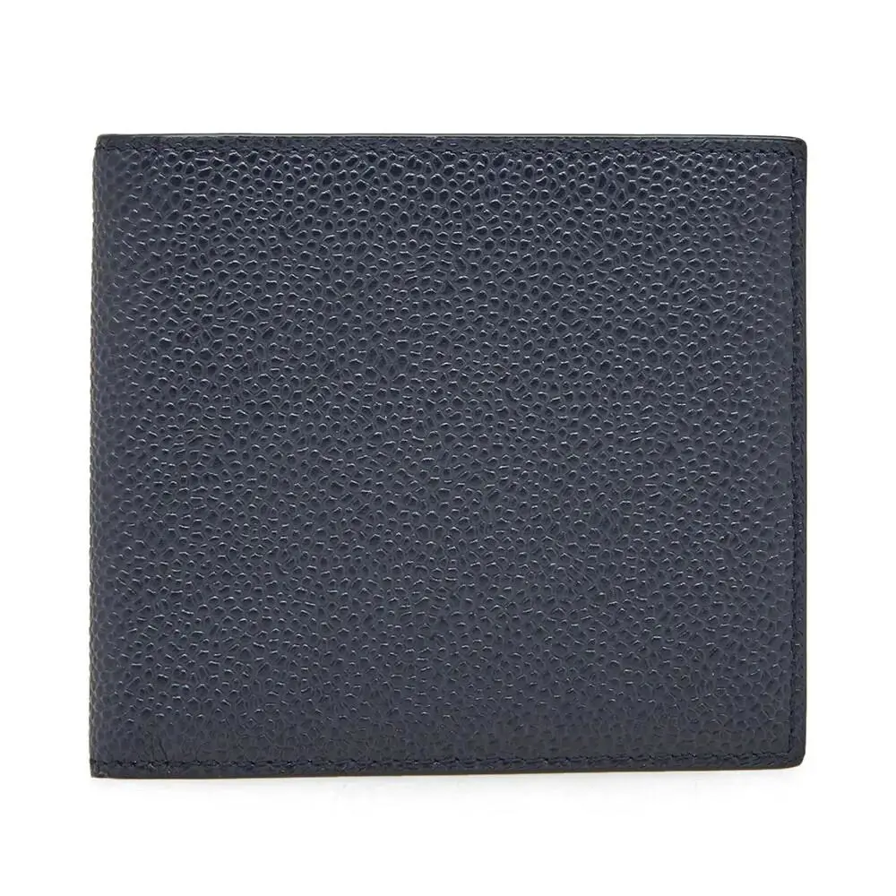 Thom Browne Wallet Men`s Leather Billfold Bicolor Navy Red Pebble Gra